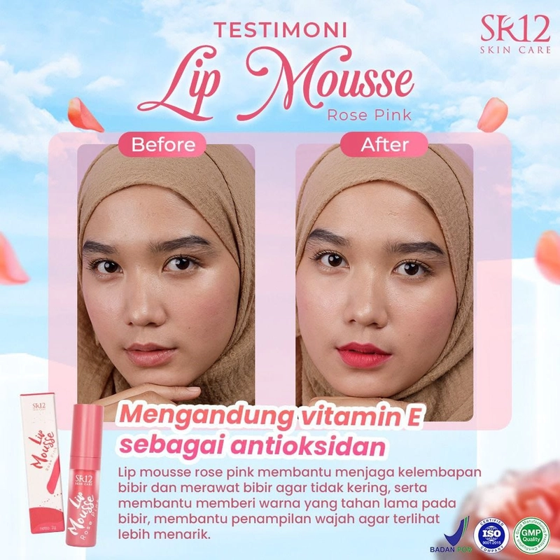 Product image SR12 Skincare - Lip Mousse Cream SR12 Lip Cream Lembut Anti Crack Tidak Bikin Bibir Kering Pewarna Bibir Ringan Lip Mousse Cream Rose Pink