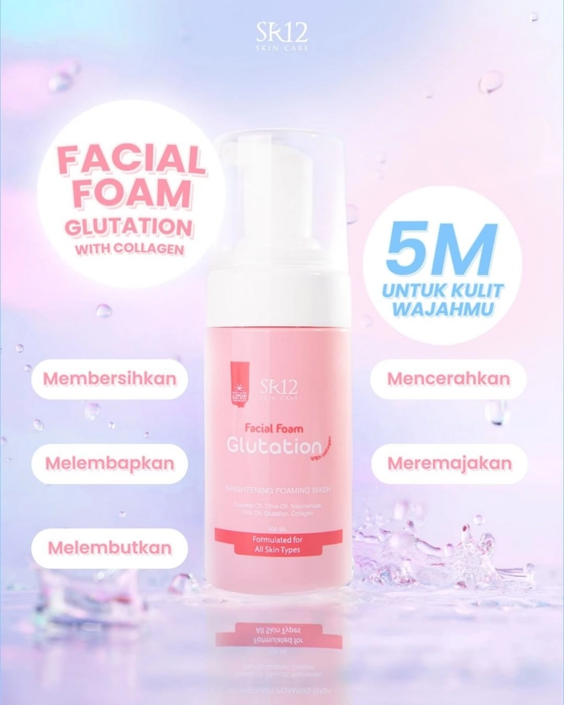 Product image SR12 Skincare - SR12 Skincare - Facial Foam Glutation untuk Semua Jenis Kulit Mencerahkan dan Melembabkan Kulit FacialFoam Glutation with Collagen