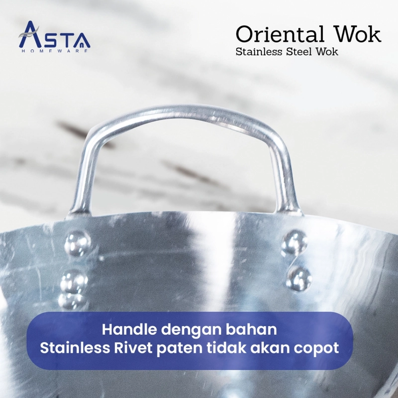 Product image Asta Homeware Official - Asta Wajan Stainless Steel Oriental Wok Penggorengan Tebal 26 cm All Size All Color