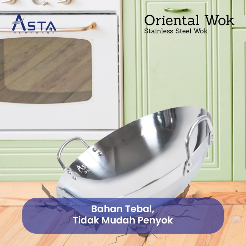 Product image Asta Homeware Official - Asta Wajan Stainless Steel Oriental Wok Penggorengan Tebal 26 cm All Size All Color