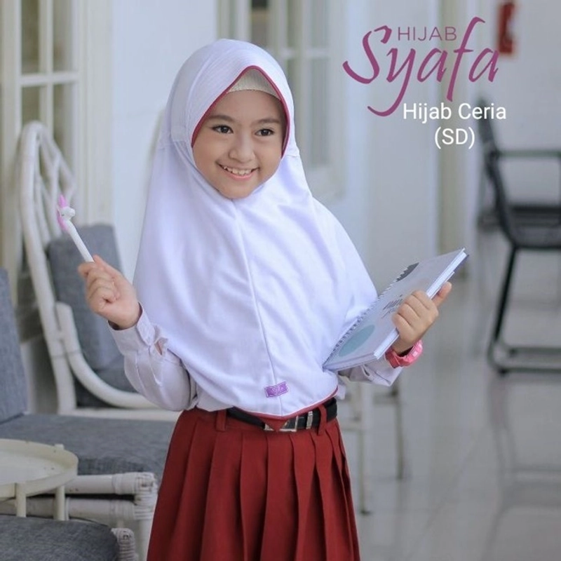 Syafa Hijab - Hijab Sekolah Ceria SD All Size Putih