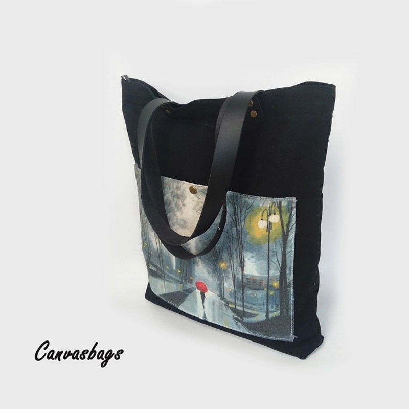 Product image Dewani Totebag Canvas saku Seri CITY 03 40X36X5 Hitam