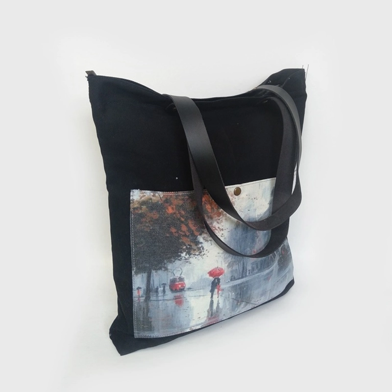 Product image Dewani Totebag Canvas saku Seri CITY 06 40X36X5 Hitam