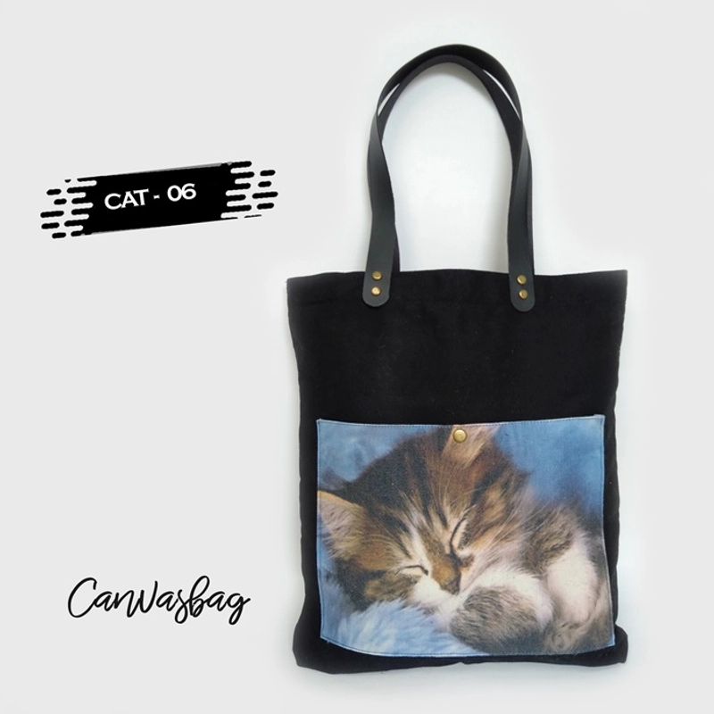 Product image Dewani Totebag Canvas saku Seri CAT 06 40X36X5 Hitam