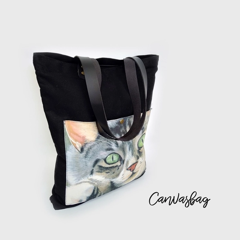 Product image Dewani Totebag Canvas saku Seri CAT 04 40X36X5 Hitam