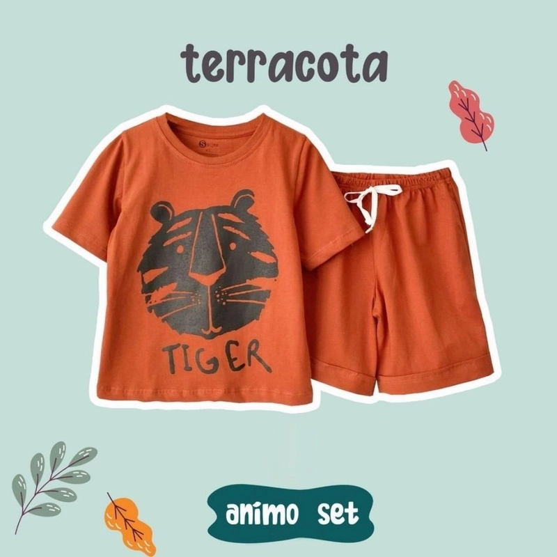 Product image Smilee - Animo Setelan Anak Unisex Kaos Katun Combed 1 Terracota