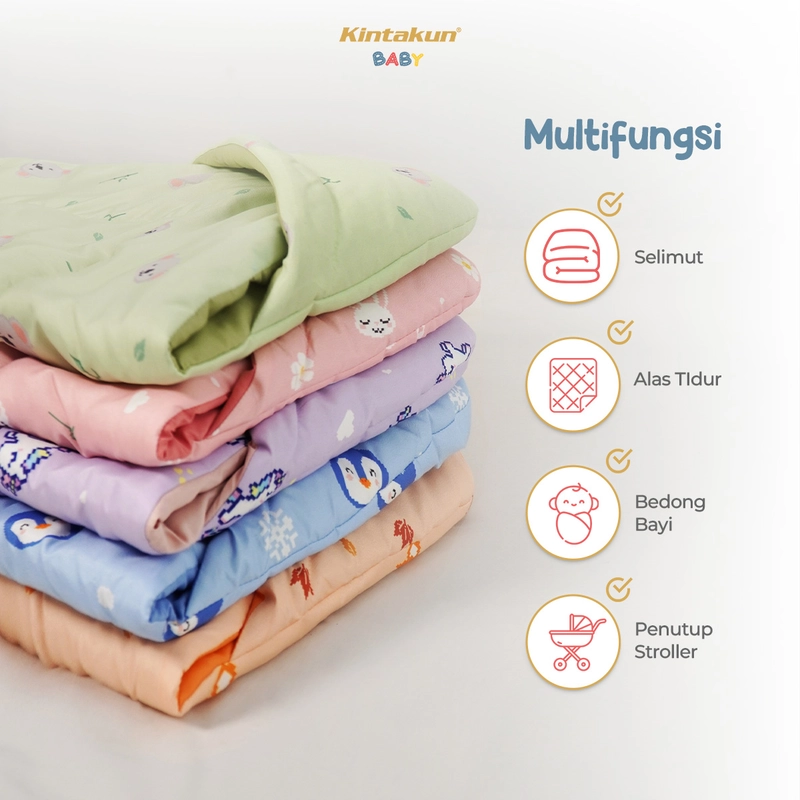 Product image Kintakun Baby - [NEW PRODUK] KINTAKUN BABY Selimut Bayi Topi Lembut Tebal Baby Hoodie Blanket Digital Printing 75 x 75 x 75 cm Snowy Penguin