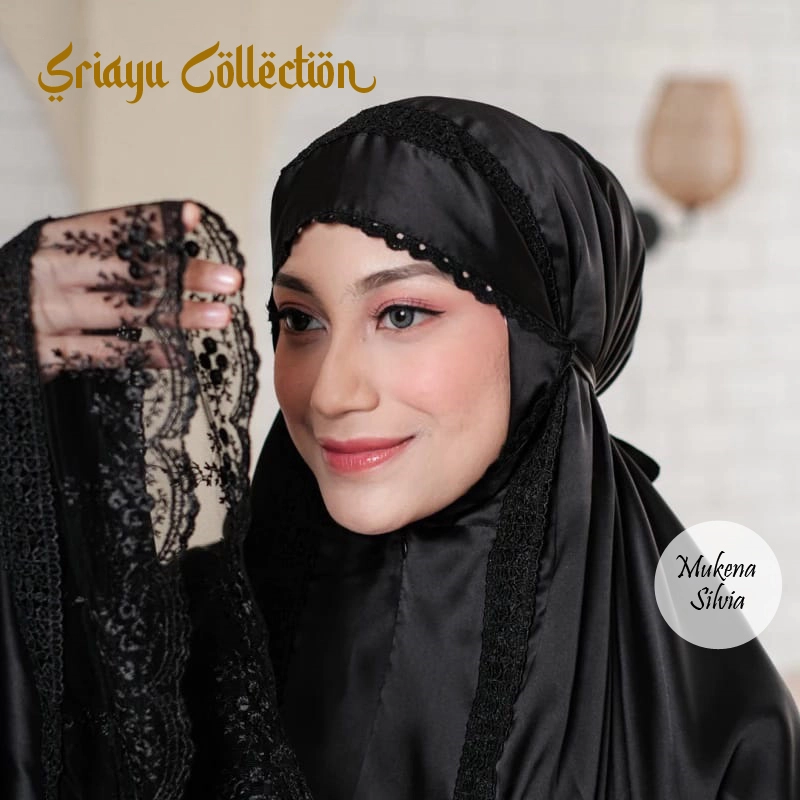 Product image SRIAYU COLLECTION - Mukena SILVIA 2 IN 1 ARMANY SIKL PREMIUM ALLSIZE HITAM