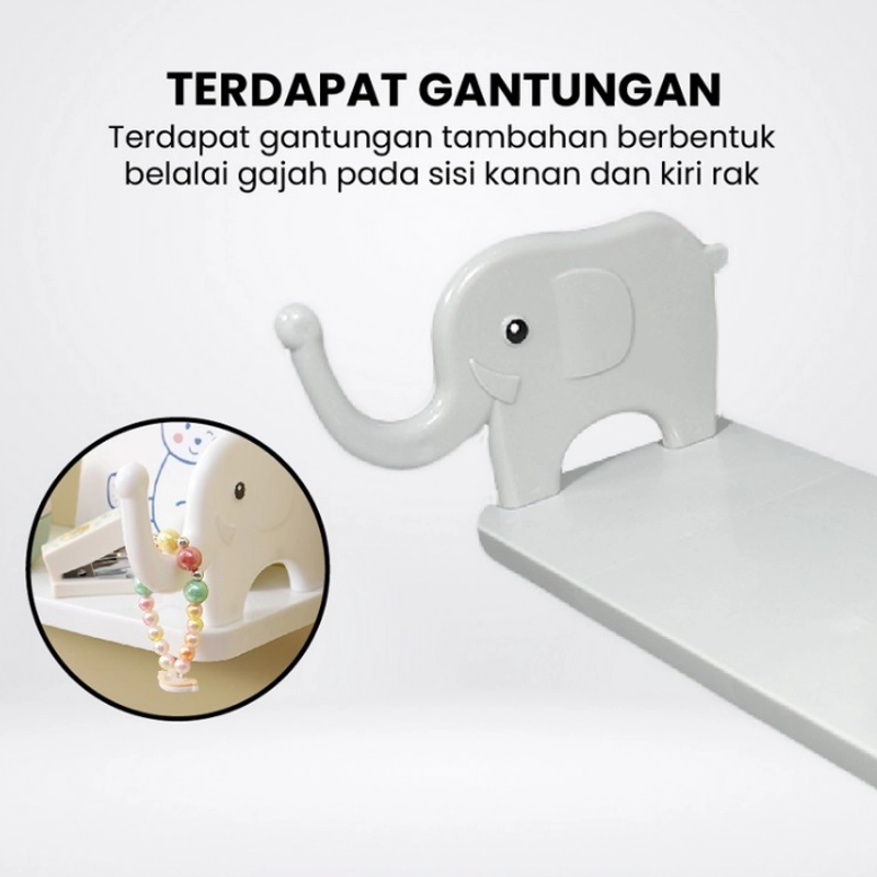 Product image KAHASIL - Rak Dinding Tempel Kamar Mandi Dapur Tanpa Paku Serbaguna Motif Gajah KMJ255 KMJ255 PUTIH