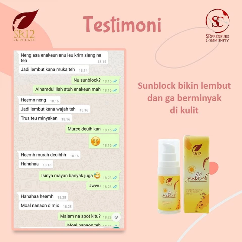 Product image SR12 Sunblock SPF 30 Melindungi Kulit Dari Paparan Sinar Matahari Untuk Kulit Kering 15gr Sunblock