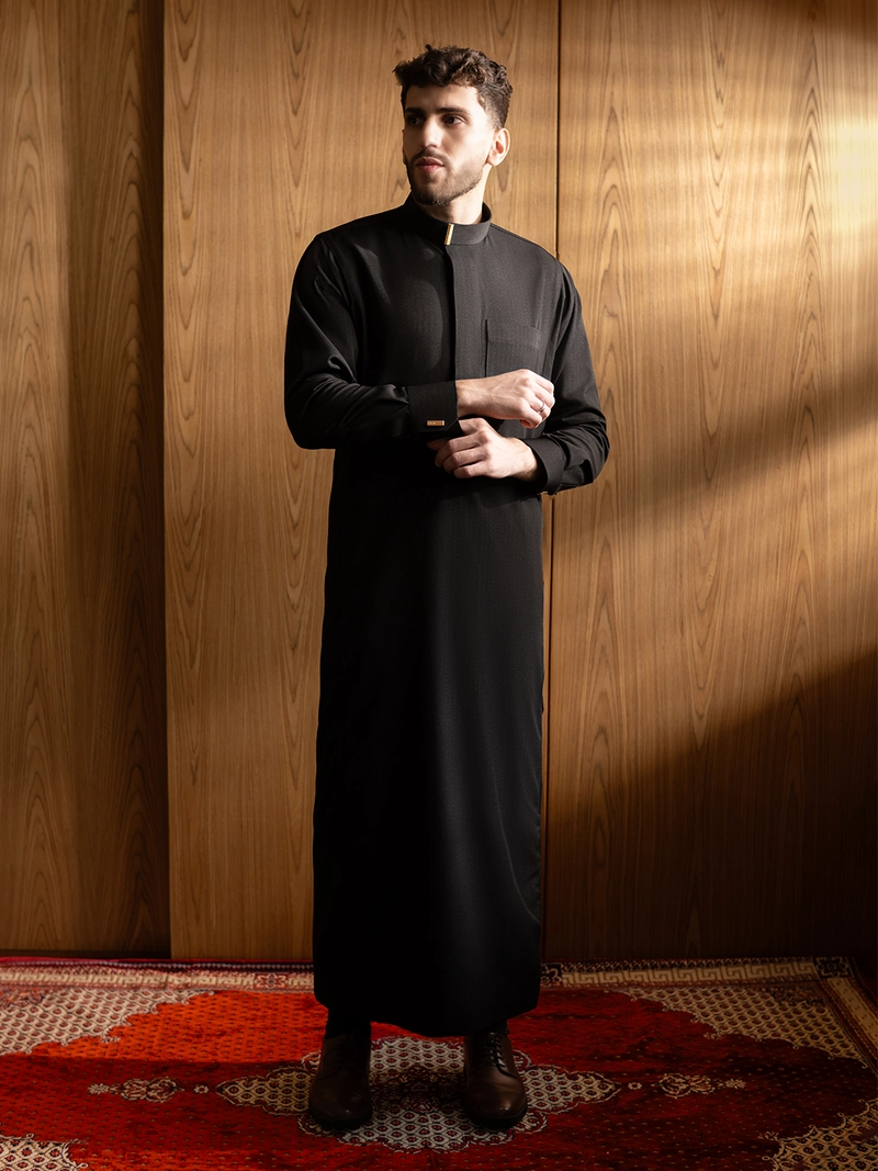 Product image Local Project - Fahd Dramatic Black - Jubah Pria Dewasa Gamis Lengan Panjang S Hitam