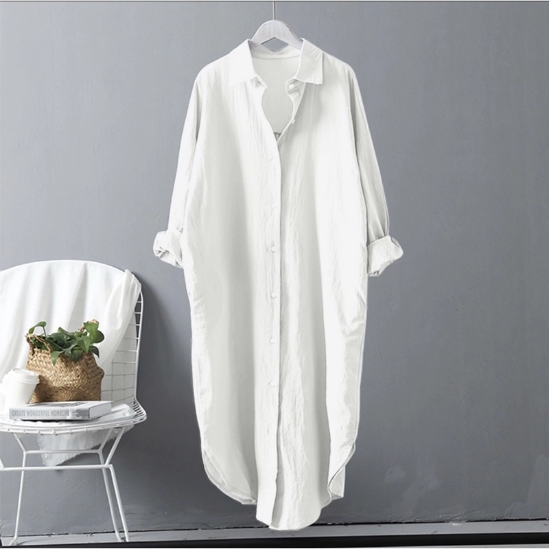 Product image Bursanekashop - Tunik Jumbo Polos Crinkle Airflow Grace ALL SIZE WHITE