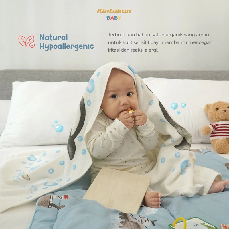 Product image Kintakun Baby - NEW Cotton Baby Towel Handuk Mandi Bayi Anak Katun Ocean Fun 60 x 120 cm 60 x 120 cm Bubbly Sea
