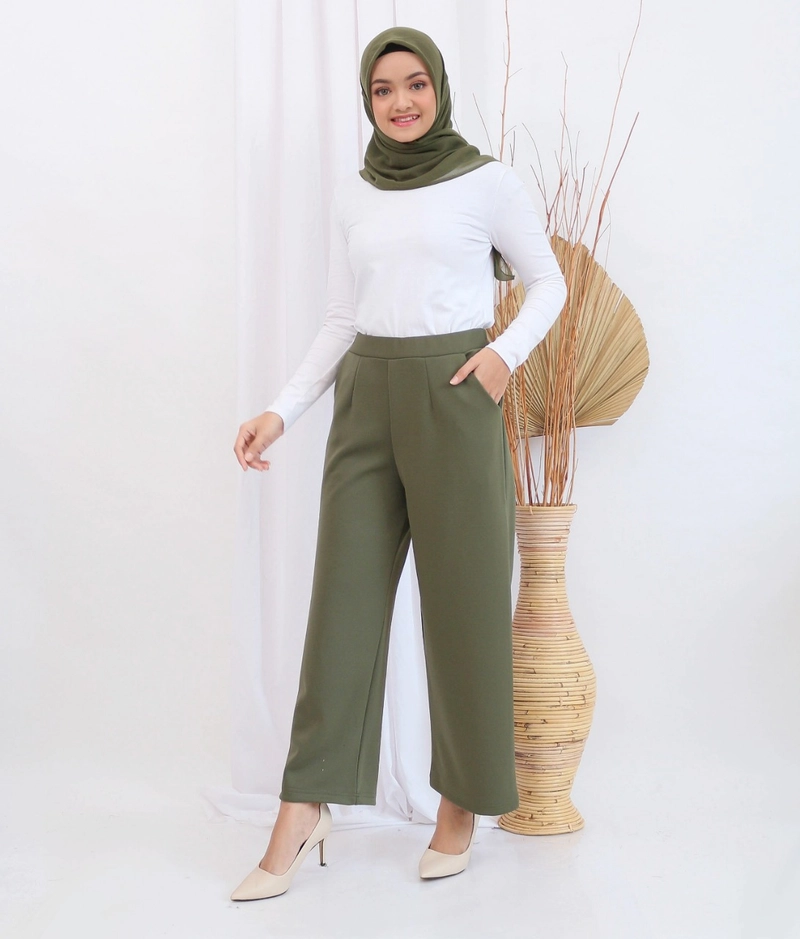 Product image Syahrinda - Celana Kulot Alisya Pants Premium Army Standard Jumbo Standard Army