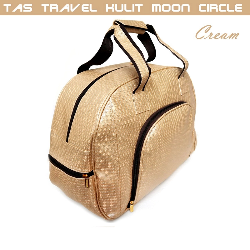 Product image Lanc Fashion - Tas Wanita Travel Besar Kulit Moon Circle Big Size Jumbo WARNA CREAM