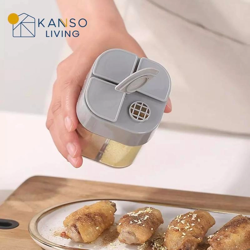 Product image Kanso Living - Kanso Living 4 in 1 Tempat Bumbu Dapur Wadah Bumbu Botol Bumbu Toples 300 Abu-Abu