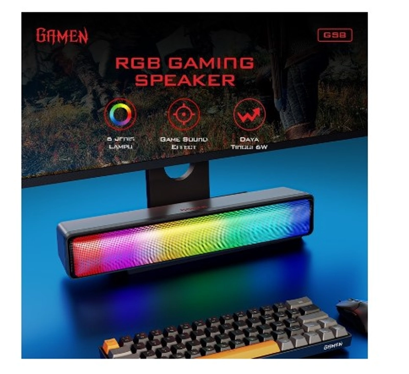 Product image UTAMAMEGA - Speaker Gamen GS8 Soundbar Gaming RGB Light Bass Komputer Laptop Type GS8