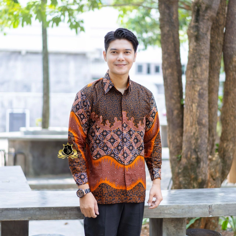 Product image Kois Batik - Batik Couplen Tunik Dan Kemeja Motif shafa orange M Kemeja shafa orange