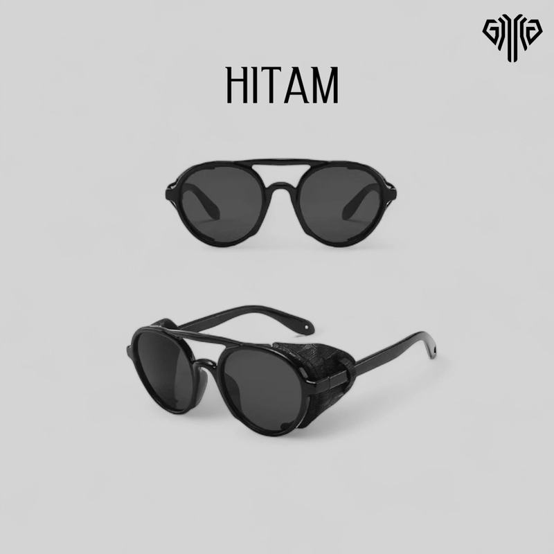 Product image GAWUNG - Kacamata Hitam Pria Steampunk Motor Classic Sunglasses KKCMC dewasa Hitam
