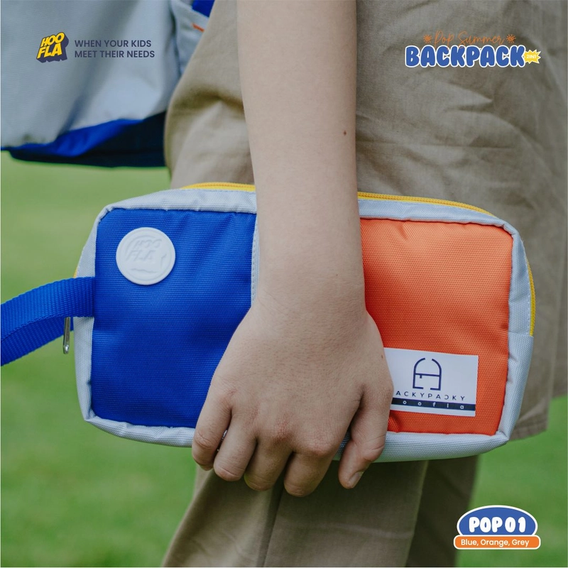 Product image Hoofla - POP Summer Backpack Tas Sekolah 2 IN 1 all size Blue-Orange-Grey