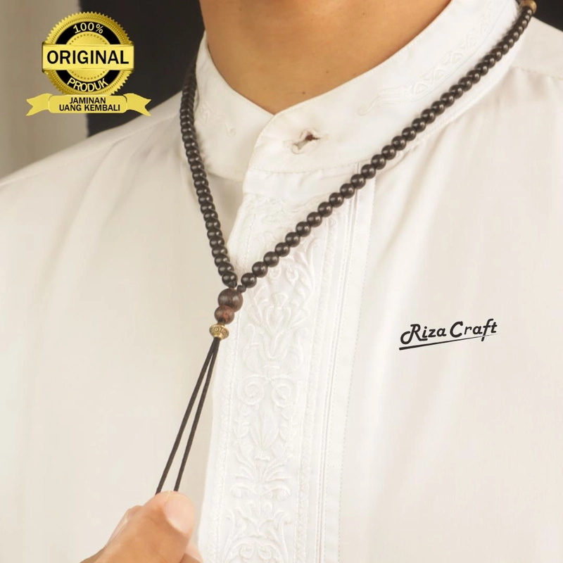 Product image Riza Craft - Kalung Tasbih Kayu Kokka Kaukah Kokkah Hitam Kecil 99 Butir ASLI Turki Arab Mesir Pria Wanita S Hitam