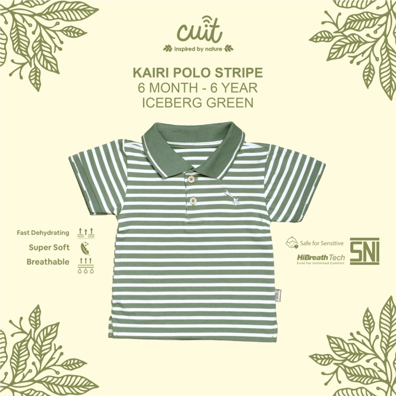 Product image Kintakun Baby - KINTAKUN BABY X CUIT Kairi Stripes Kaos Kemeja Anak Laki-laki Polo Shirt 3XL (4-5 Tahun) Iceberg Green