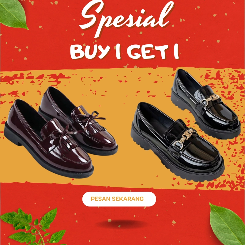 Product image Koekita - Paket Kombinasi Buy 1 Get 1 Sepatu Flat Oxford Wanita DR-001 & DR-005 40 HITAM & MAROON