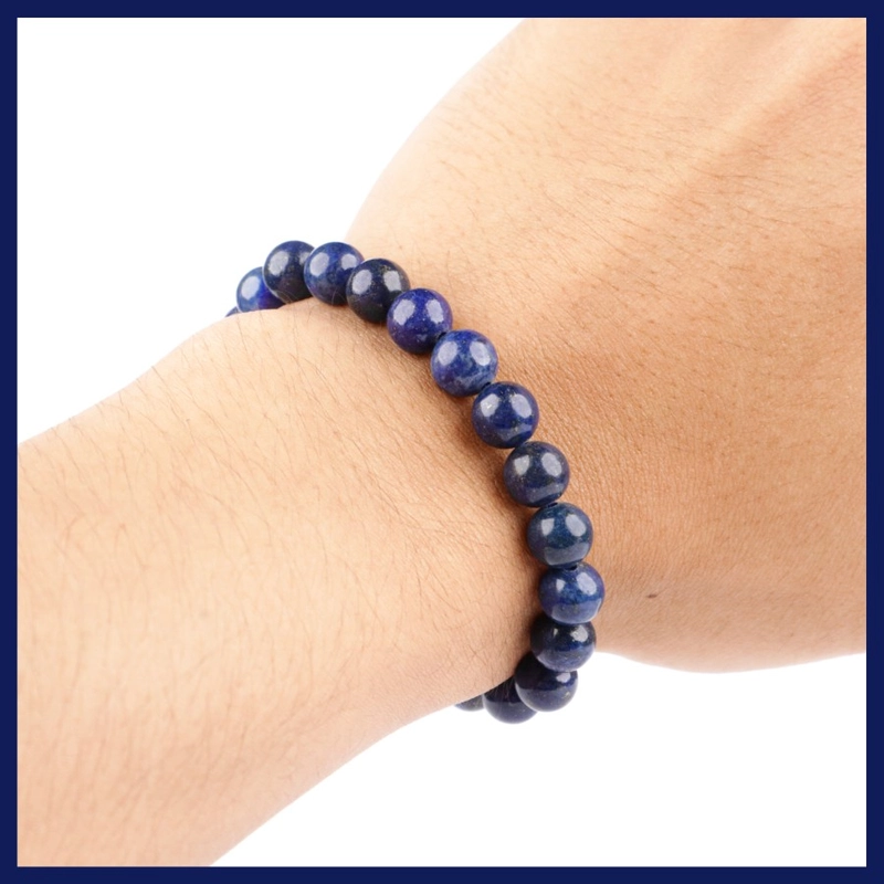 Product image CENTRAL GROSIR GEMSTONE - Gelang Batu Natural Lapis Lazuli Serat Emas 8mm 16 Biru serat emas