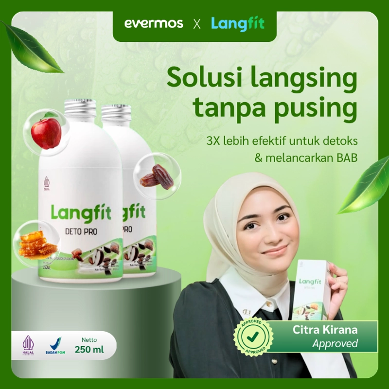 Product image Langfit - Bundling 2pcs Deto Pro Cuka Apel + Madu Stevia Probiotik Chia Seed 1 Paket Isi 2 Botol