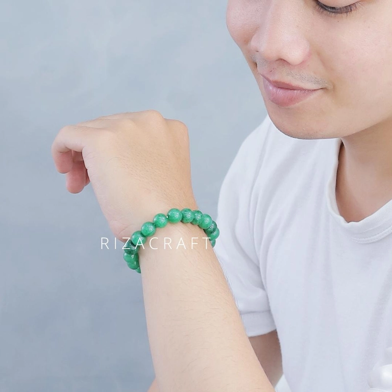 Product image Riza Craft - Gelang Kesehatan Batu Giok ASLI Akik Alam Kristal Natural Original Pria Wanita Standard Hijau
