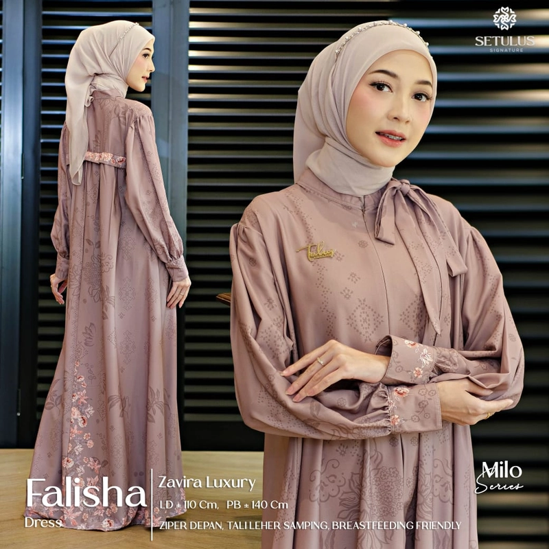 Product image Griya Busanaku Solo - Falisha dress muslimah terbaru All size Millo