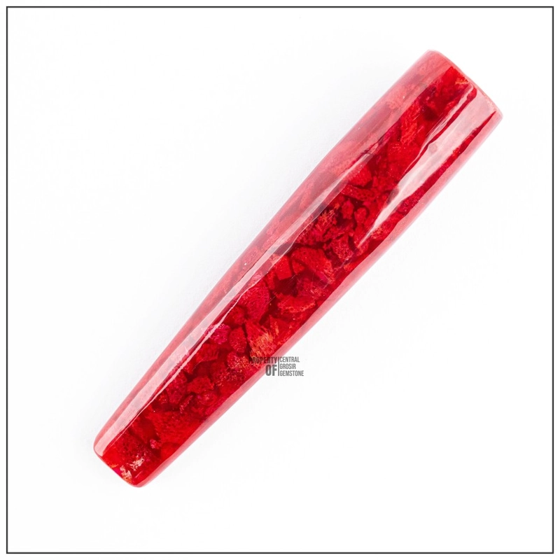 Product image CENTRAL GROSIR GEMSTONE - Pipa Marjan Asli Batu Red Coral Model Gading Filter Merah