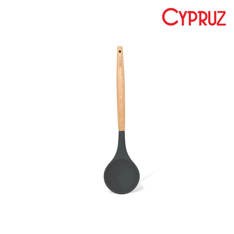 Product image Cypruz Utensil Gg Kayu Kepala Silicone Ladle ABU2 1296X1 AM0932AU AM-0932-AU Grey