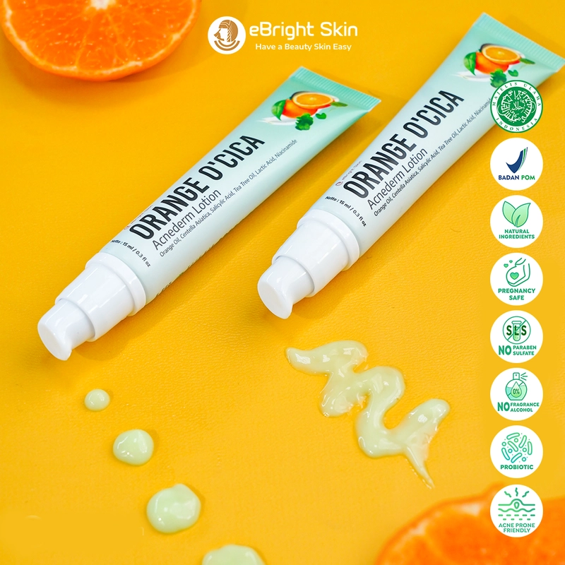 Product image eBright Skin - Orange O Cica Acnederm Lotion - Lotion Jerawat Meradang 15ml Cream