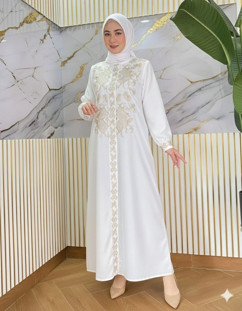 Product image Khisna collection - Abaya malaya standar dan jumbo no hijab Standar Putih