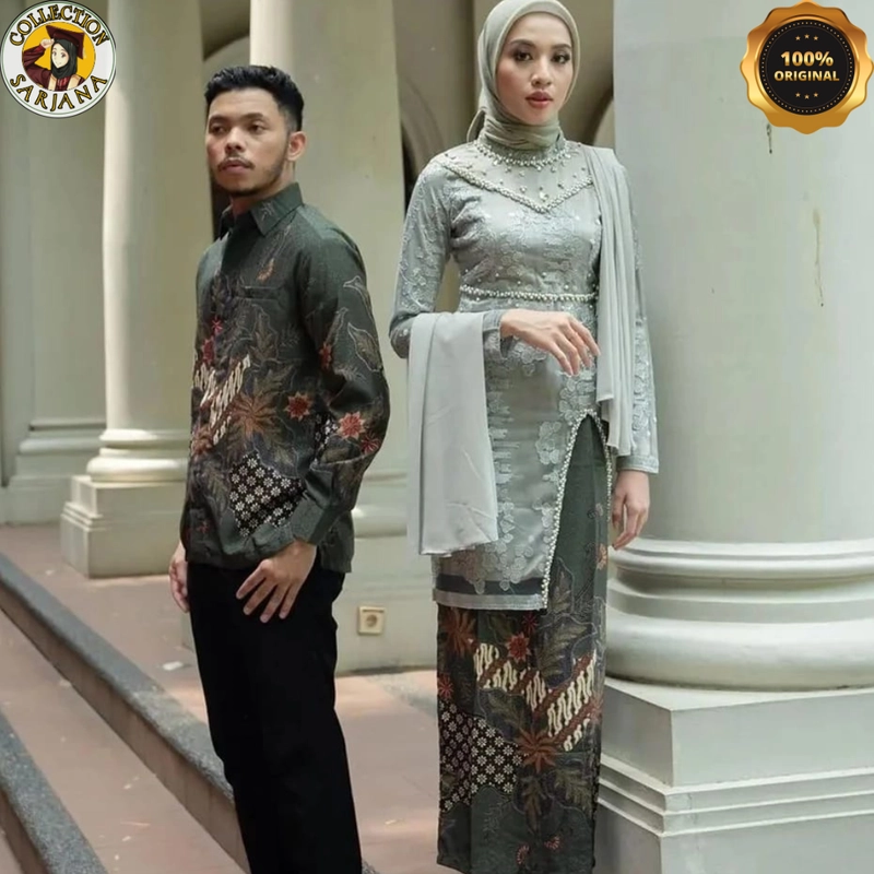 Product image COLLECTION SARJANA - Batik Couple LYRA- Kebaya Furing Satin - Brokat Tile Mutiara - Payet Mutiara Rok Saja Lyra