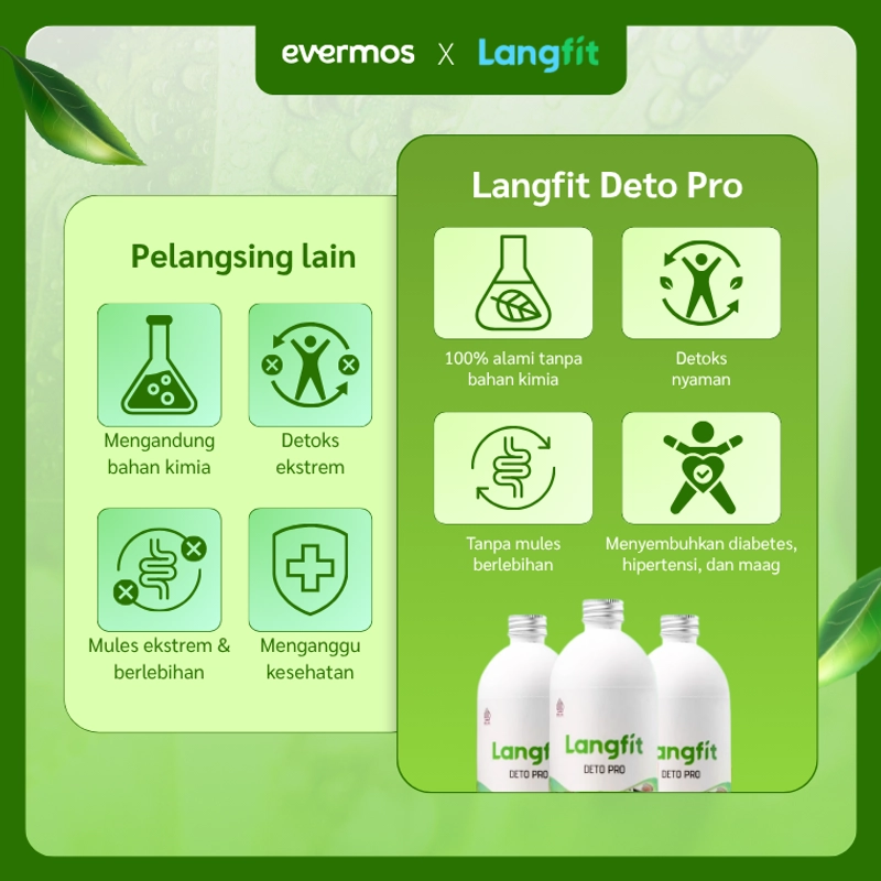 Product image Langfit - Bundling 2pcs Deto Pro Cuka Apel + Madu Stevia Probiotik Chia Seed 1 Paket Isi 2 Botol