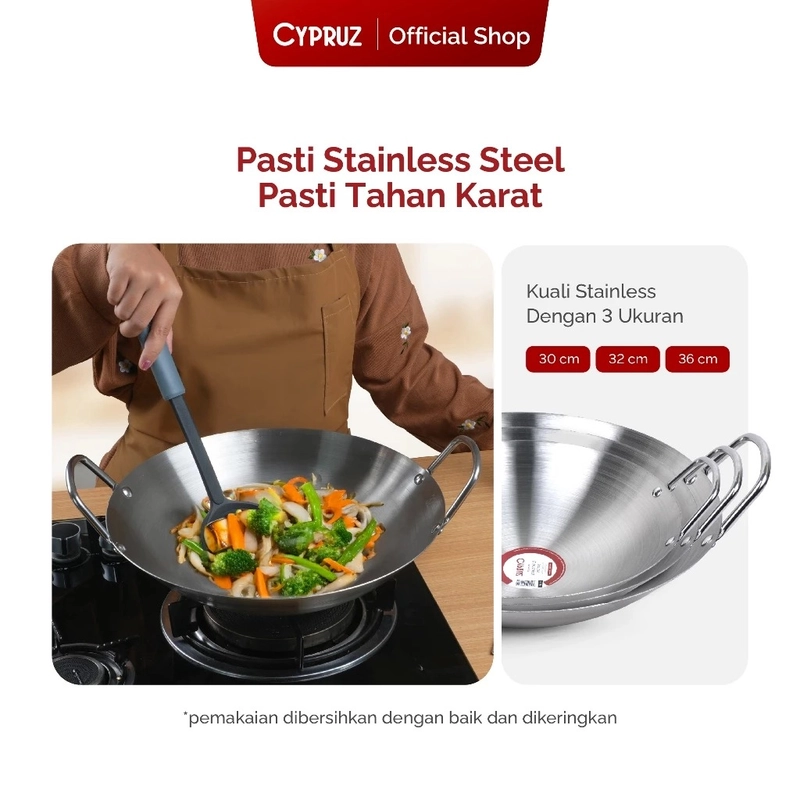 Product image Cypruz Official - Cypruz Stainless Wok Pan 32cm KI-1116 XL STAINLESS STEEL