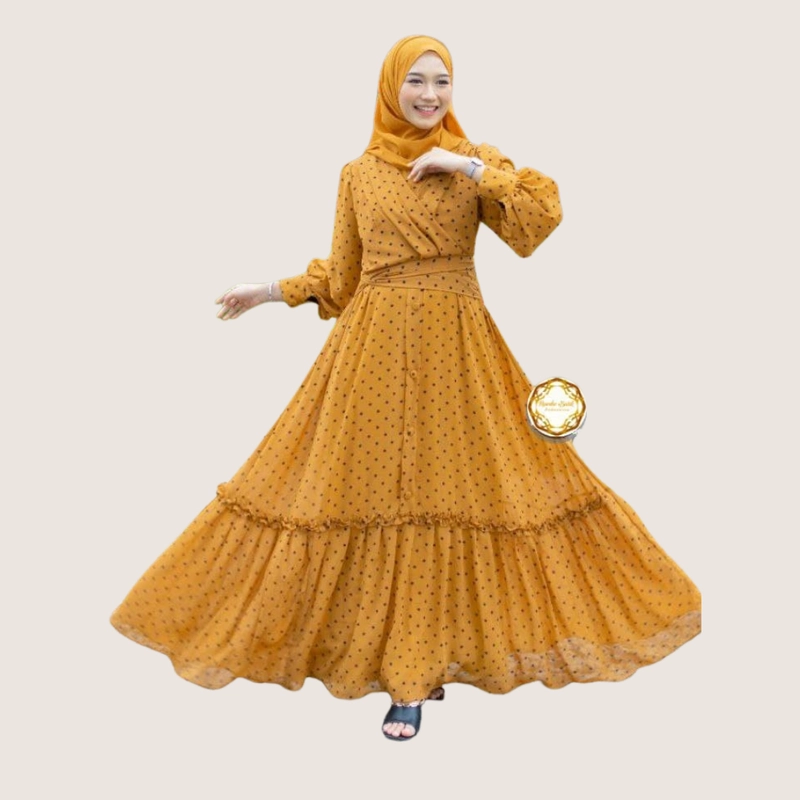 Product image Gamis Belinda Kain Babydoll Premium Mustard M