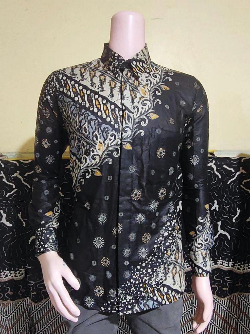 Product image Kois Batik - Batik Coupel Kemeja Dan Gamis Terbaru New Motif Miswara Hitam M Kemeja miswara hitam