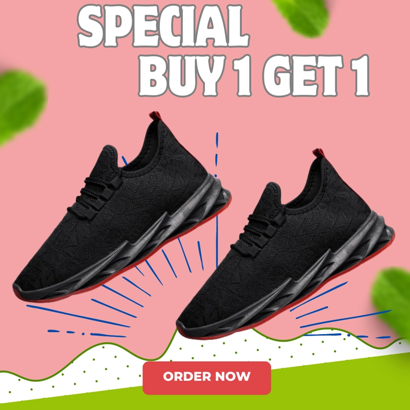 Product image LUXIA - Promo Buy 1 Get 1 Sepatu Kets Sneakers Pria Runing Sporty Shoes LVS-02 38 HITAM