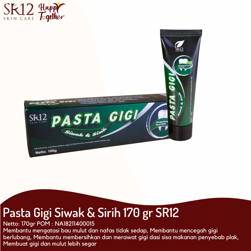 Product image SR12 Pasta Gigi Siwak & Sirih Mencegah Bau Mulut Mengatasi Bau Mulut Napas Lebih Segar 100gr Siwak & Sirih