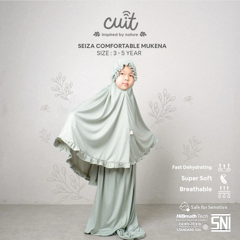 Product image CUIT Baby 3 - 5 Tahun Seiza Comfortable Mukena with Pouch S Green