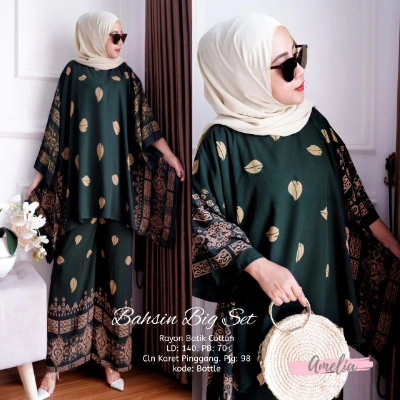 Product image Nauriya Fashion - SETELAN WAKA BAHSIN ALLSIZE LD -+140CM Allsize Hijau Botol