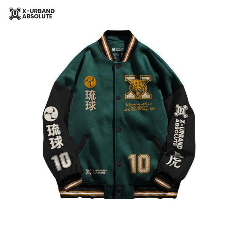 Product image Jaket Varsity Bordir Unisex A227 S HIjau Hitam