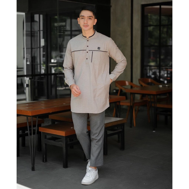 Product image Kois Batik - Baju muslim pria lengan panjang halus lembut tebal tidak mudah kusut Xl Crem