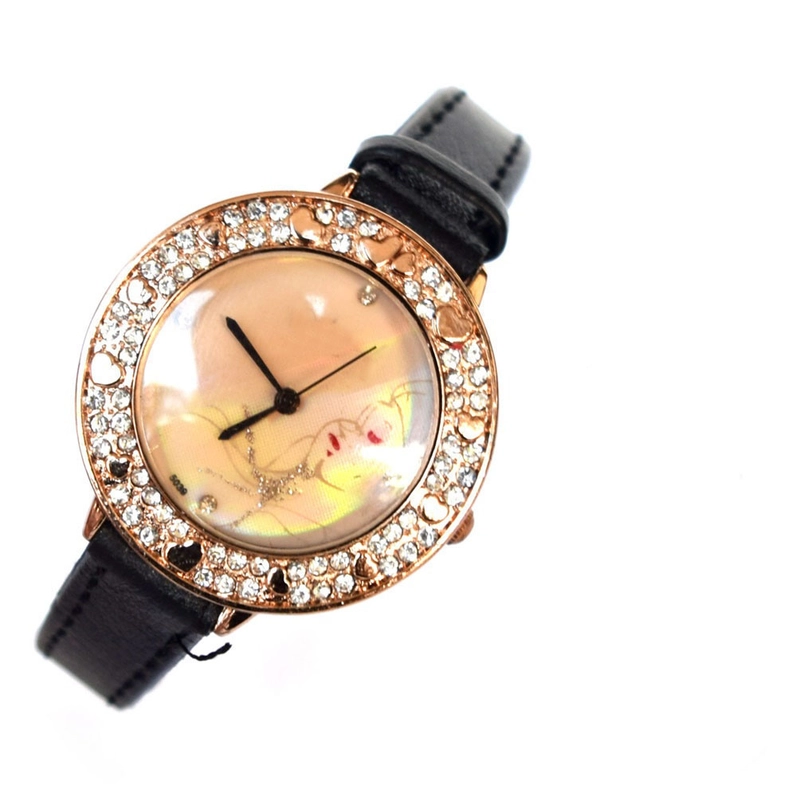 Product image Lanc Fashion - jam Gelang Wanita Kulit Round Diamond Lady WARNA HITAM