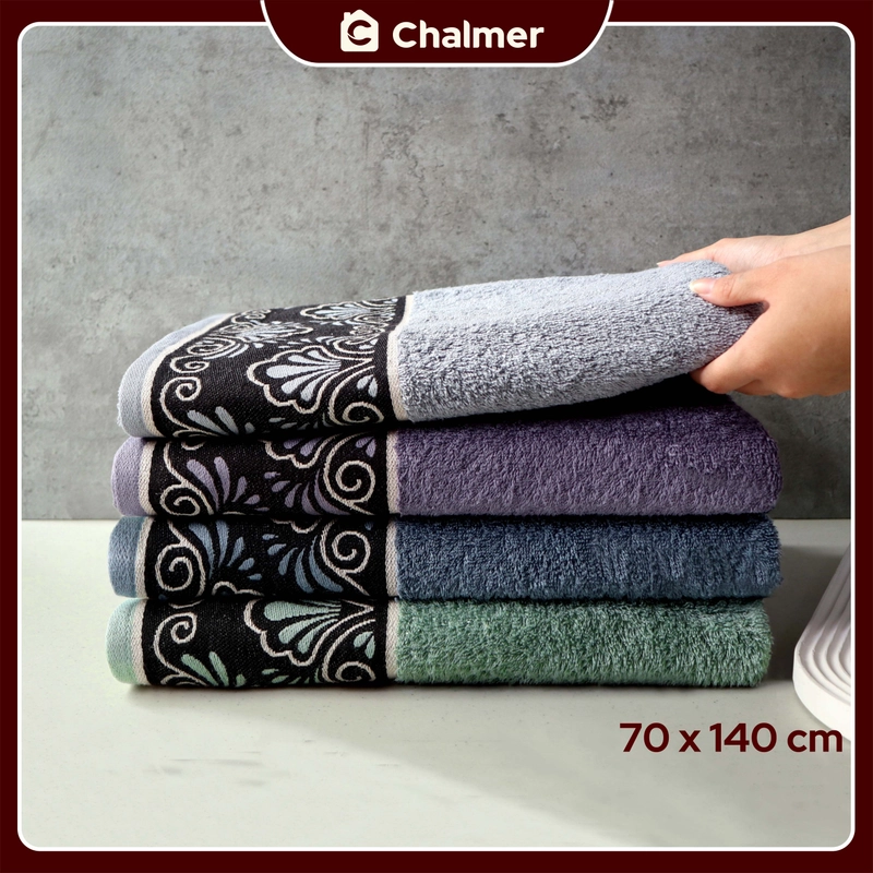 Product image Chalmer - Handuk Mandi Chalmer 70 x 140 Motif Shells Handuk Mandi Dewasa Premium 70x135 Grey