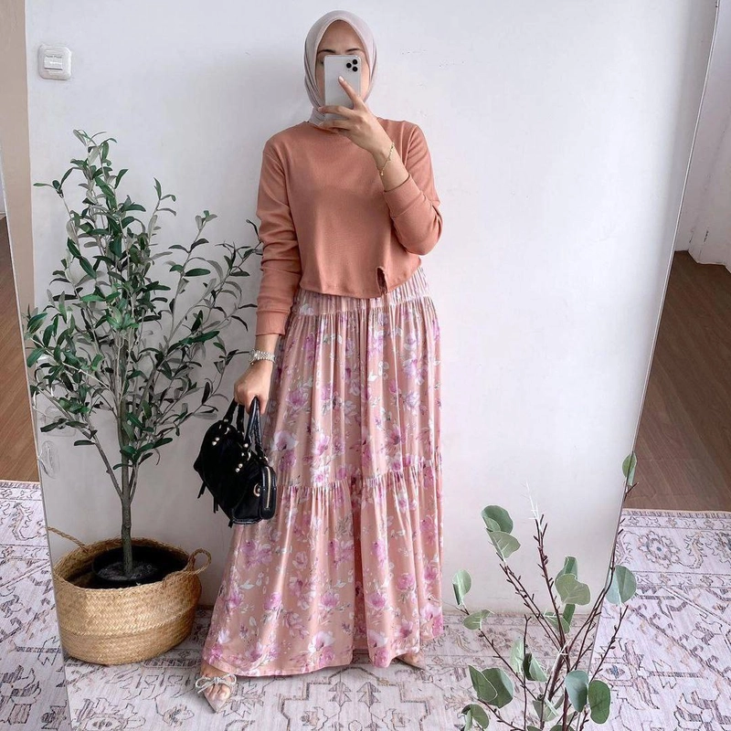 Product image Khisna collection - Set rok feymi wanita dewasa terbaru knit best seller model baru cantik dan cocok buat semua Allsize Salmon