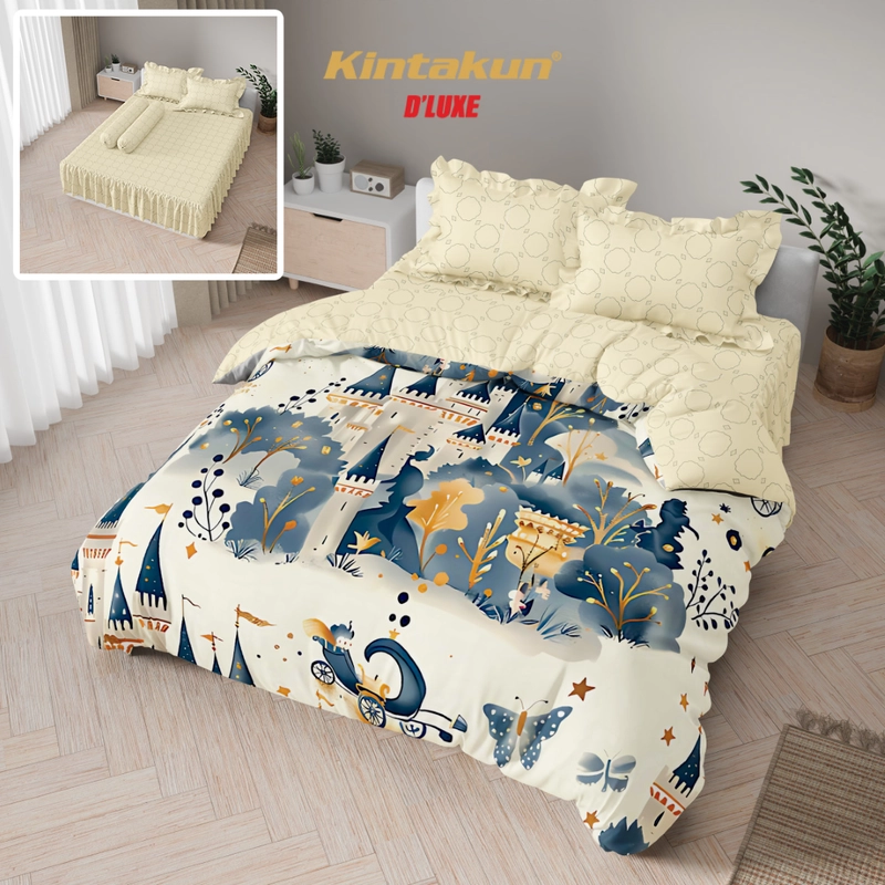 Product image Kintakun - [LIMITED] Bedcover Set Digital Printing 3D Dluxe Rumbai Tinggi 25 Aesthetic Multiva 180 x 200 Castle